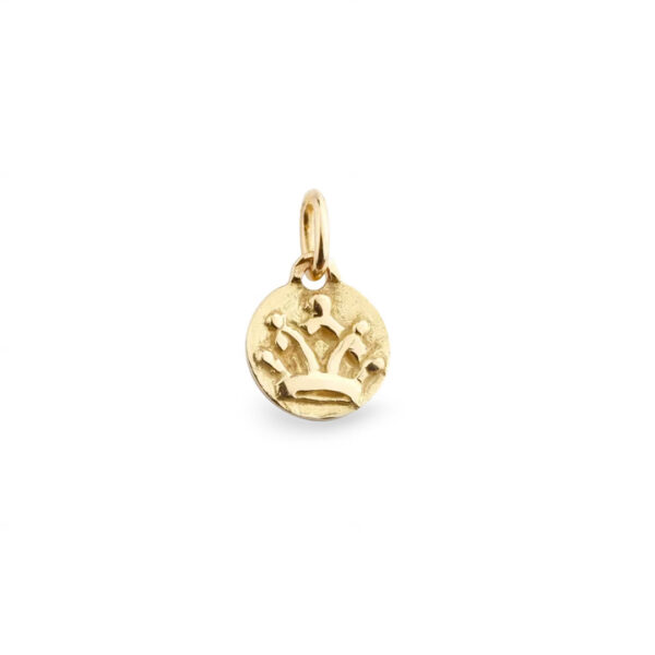 Pendentif Couronne, médaille miniature en or jaune 18K