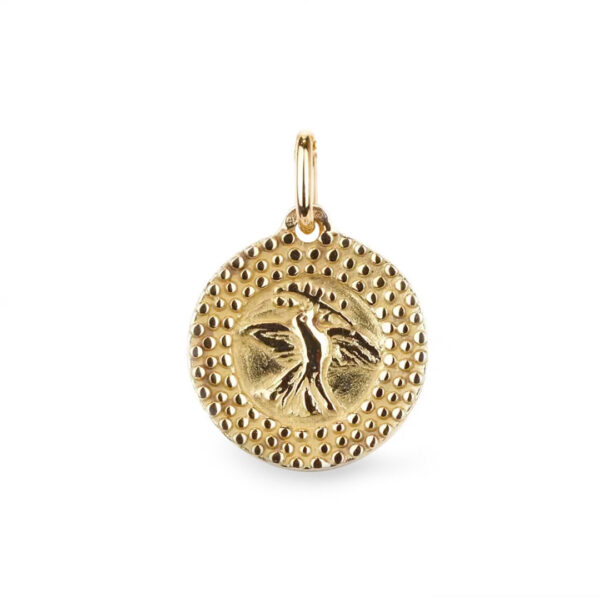 Pendentif Colombe et Olivier, médaille en or jaune 18K