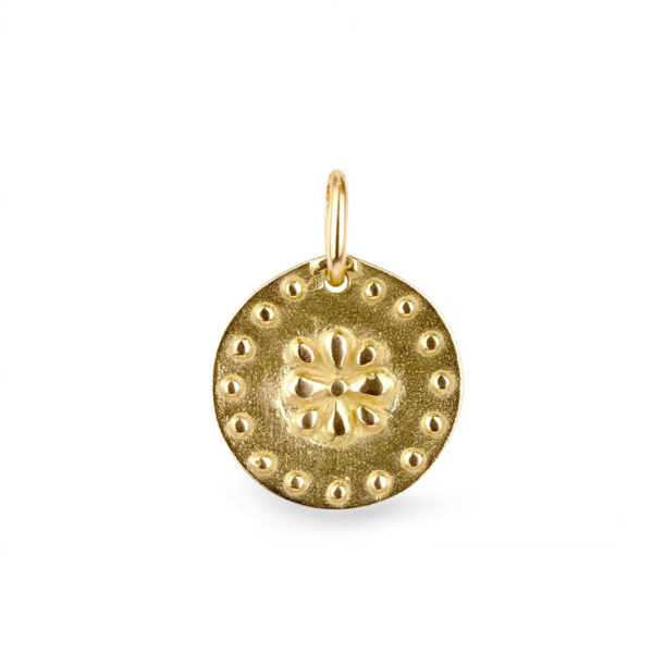 Pendentif Fleur, médaille en or jaune 18K