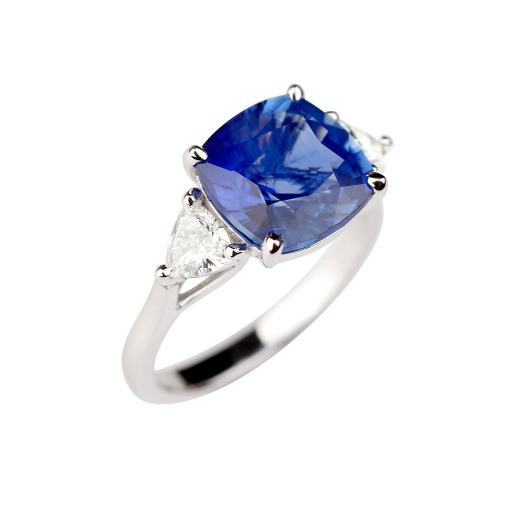 Bague de fiançailles diamant saphir bleu coussin de 7.00 ct, bague double  halo bleu - Lilo Diamonds